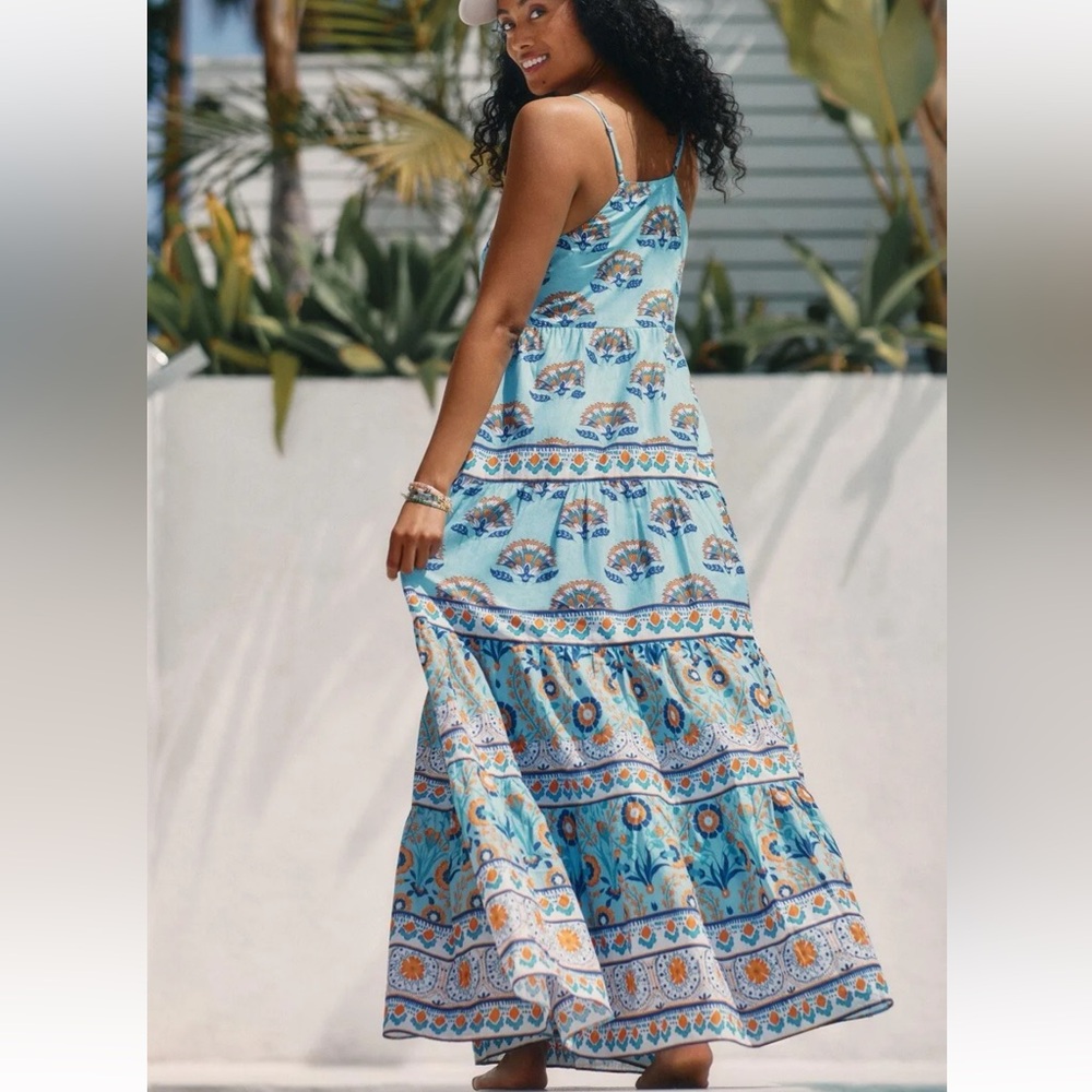 NEW CELINA MOON HARRIET MAXI DRESS SKY ANTHROPOLOGIE